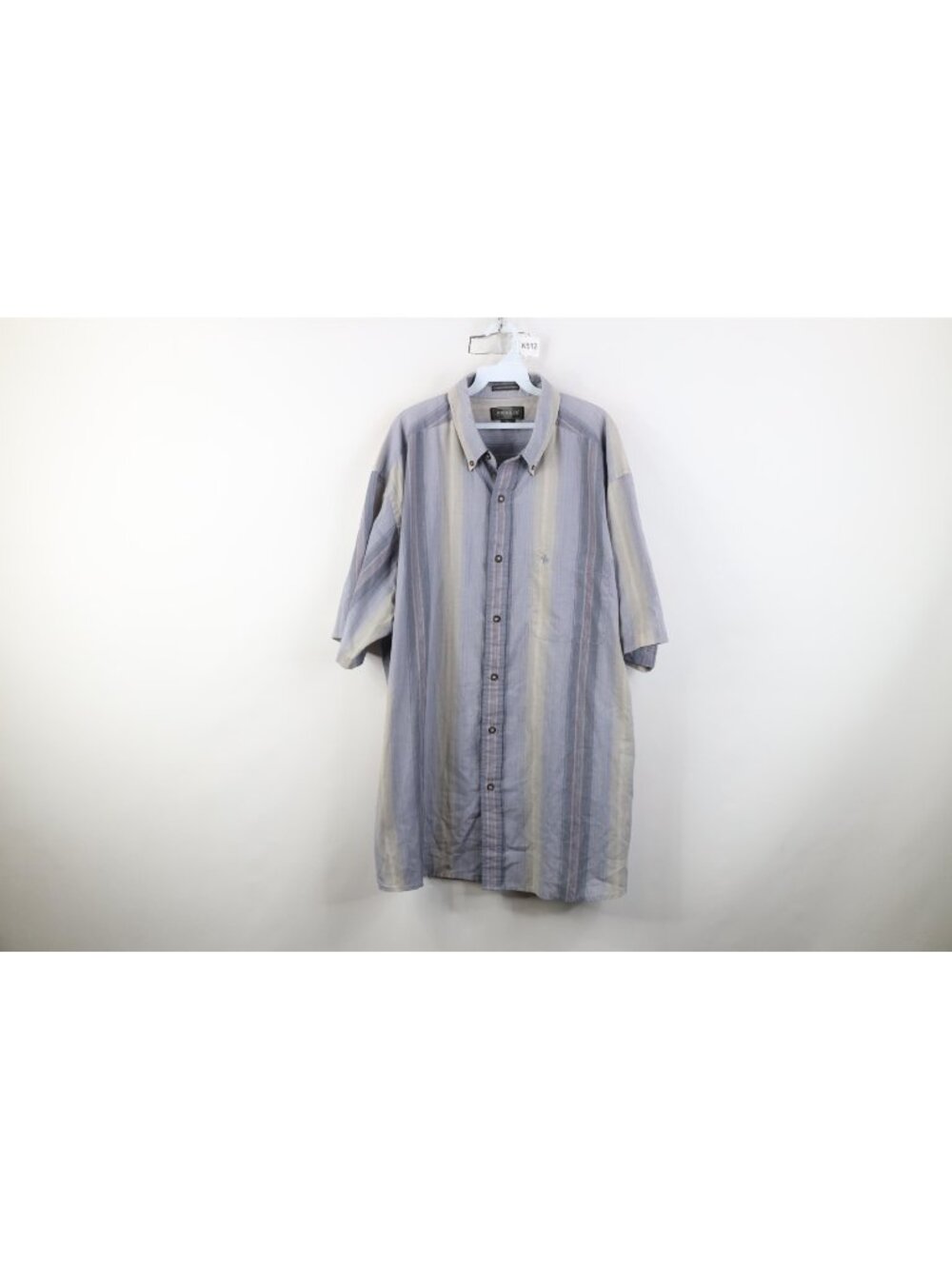 Vtg 90s Streetwear Mens 2XLT Striped Color Block Short Sleeve Button Down Shirt